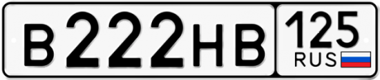 Красивый номер на авто В222НВ 125